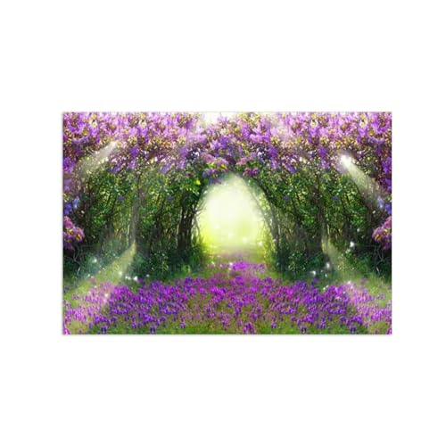 Affiche décoration murale salon premium paysage de forêt et arbres violets 60x90