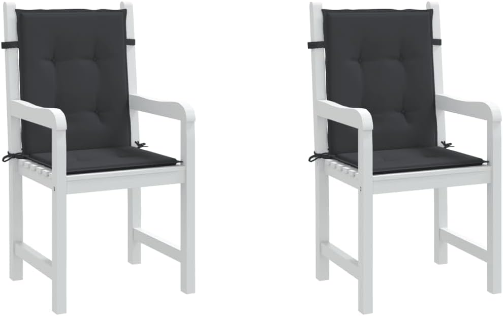 Lowback Chair Cushion Set of 2 Black Oxford Fabric, 19.7 x 39.4 Inch Lowback Chair Cushions with Removable Cover for Patio and Garden