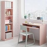 Per cameretta Dmora Composizione Camera da Letto Coram 90x54x79h cm Rosa Reversibile per Cameretta, Misure Elementi Scrivania: 90x54h79, Libreria: 52x25h180 cm