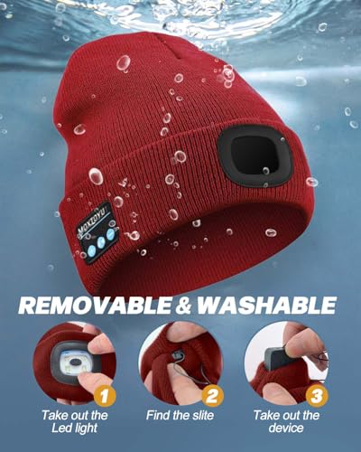 Bonnet Bluetooth lumière LED lampe frontale rechargeable chapeau hiver