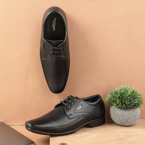 Image of Liberty Fortune H202-01 Black & Brown Formal Lacing Derby Shoes for Men with PVC Sole