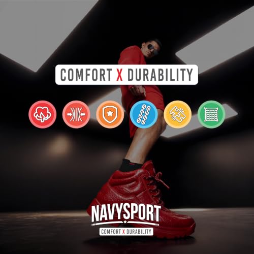 NAVYSPORT Męskie sportowe skarpetki z bawełnianej poduszki z zakładką sportową do biegania, siłowni, treningu, noszenia na co dzień. (Wielobarwny, 6 Par)