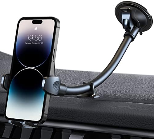 Niofind Car Phone Holder Windscreen Mount, Long Arm Adjustable/360°Rotation Mobile Phone Holder for Cars, Phone Car Holder for Van, SUV, Pickup Truck, Compatible with iPhone14/13/12/11, Samsung ect