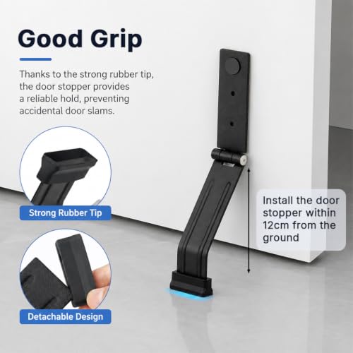 Image of HASTHIP Metal Kickdown Door Stopper for Home Heavy Flip Down Gate Stop