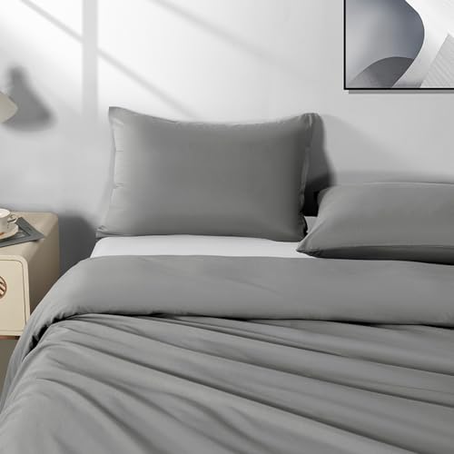 Image of 2 Pack Microfiber King Zipper Pillowcases, Soft Comfortable Not Shrink Dark Gray Pillow Case, Breathable Pillow Cases Set of 2 (20x36 Inches)