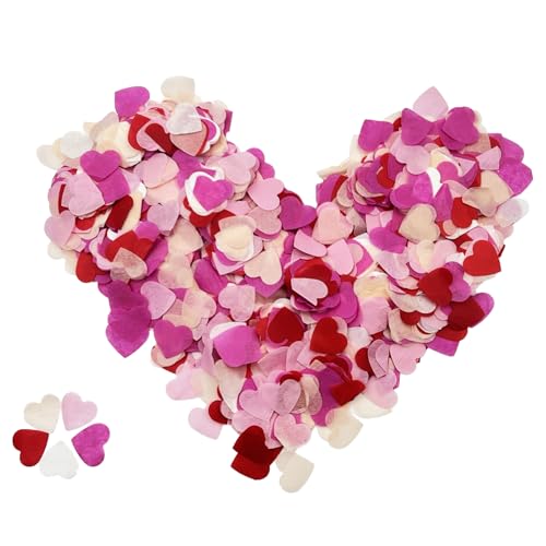 11000Pcs 5 couleurs Confettis Biodégradables en Forme de Cœur,Décoration de Table pour la décoration de Table de fête d'anniversaire Mariage Décorations...