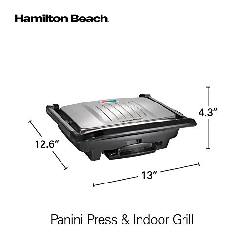 Hamilton Beach Panini Press, Sandwich Maker & Electric Indoor Grill, Upright Storage, Nonstick Easy Clean Grids, Stainless Steel (25410) #TOP7