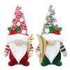 Gehydy Set of 2 Christmas Gnomes Decorations Mini Gnome Plush with Sled Handmade Stuffed Xmas Decor for Home Kitchen Farmhouse Tiered Tray Black Red