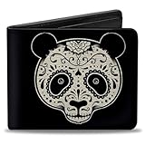 Buckle-Down Men's Standard PU Bifold Wallet-Panda Bear Sugar Skull Black/White, Multicolor, 4.0' x 3.5'