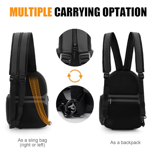 Cwatcun Camera Sling Bag, Small Camera Backpack with Waterproof Zipper for Travel, Anti-theft DSLR Camera Bag with Tripod Holder for Canon Nikon Sony Fuji, Grey