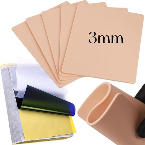 3MM Tattoo Practice Skins with Transfer Paper - Transfer Paper & Tattoo Paper & Double Sided Blank Skin