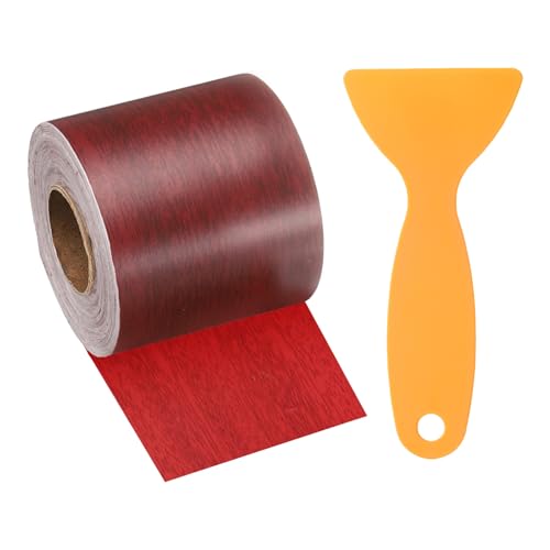 Image of HARFINGTON Wood Grain Repair Tape 2 Inch x 33ft Self Adhesive Repair Patch Tape Simulated Wooden Floor Tapes with Plastic Scraper for Tables Doors Windows Furniture, Walnut