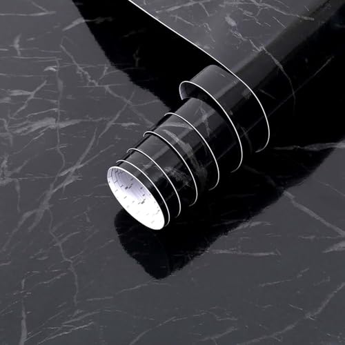 DIY Wall Paper/Wall Sticker Self Adhesive Wooden Wallpaper for Walls Living Room Bed Room Decoration Interior Exterior Easily Removable Furniture Make Over (Black Scratch Marble, 245x40 cms)