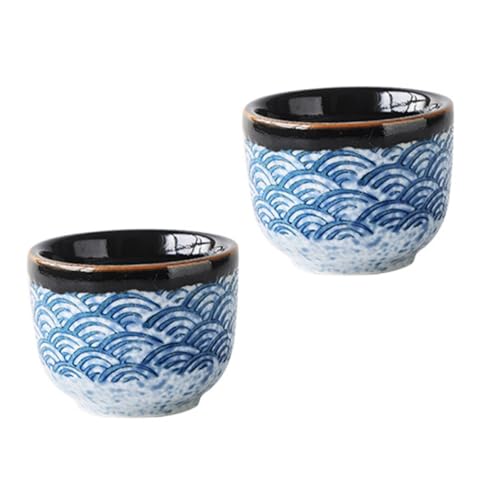 Mobestech 2 Piezas Tazas de Sake Japonesas Esmaltadas de Cerámica de Diseño Elegante para Servir Sake Ocasiones Especiales