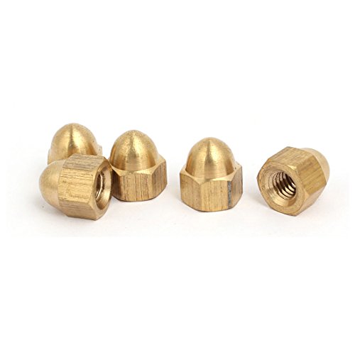 Image of Sourcingmap 5pcs M6 Female Thread Nut DIN1587 Dome Cap Head Hex Brass Tone