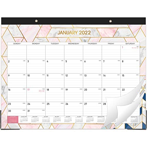 2022 Desk Calendar - 12 Monthly Large Desk Calendar, 22  x 17 , Large Ruled Blocks, New - Marble 2022 Desk Calendar