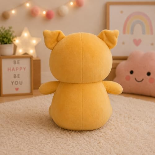 Image of Cute Beige Sitting Pig Soft Toy, 30 cm Toys for Kids