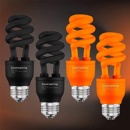 SLEEKLIGHTING 13 Watt Spiral CFL Light Bulb,- UL Approved- 120 Volt, E26 Medium Base. (Pack of 4) (Black and Orange) - Thumbnail 3