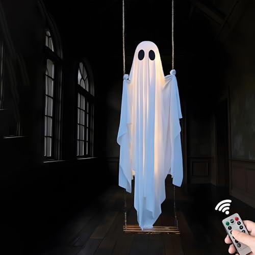 Décorations fantômes Halloween suspendus éclairés avec télécommande pour porche - 3
