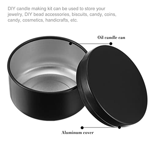 Artibetter Empty Storage Containers 24Pcs Candle Tins 2Oz Aluminum Tins Mini Round Empty Candle Containers Tin Jars With Lids For Candle Making Spices And Gifts (Black) Metal Tea Lights Cups #TOP3