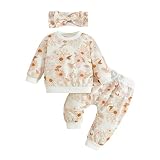 Abbence Baby Boy Girl Sweatshirt Clothes Pants Set Joggers Toddler Fall Outfit Infant Sweatsuit Flower 6-9 Months