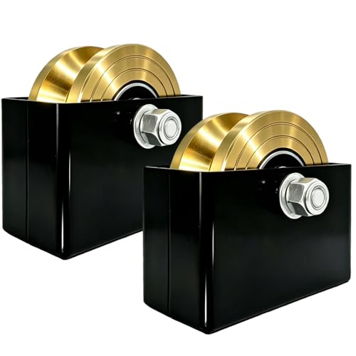 FVCLBZ 4 Sliding Gate Rollers Wheel 2-Pack V Groove Gate Wheel Heavy Duty Sliding Gate Rollers 3000 Lbs Capacity Double Bearing with Welded Bracket and Screws (1-3/4 Wheel Width)