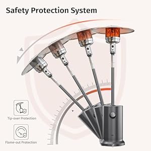 EAST OAK 48,000 BTU Patio Heater for Outdoor Use with Round Table Design, Double-Layer Stainless Steel Burner, Wheels, Triple Protection System, Outdoor Heater for Home and Residential, Grey EAST OAK 48000 BTU Patio Heater for Outdoor Use with Round Table Design Double Layer Stainless Steel Burner Wheels Triple Protection System Outdoor Heater for Home and Residential Grey