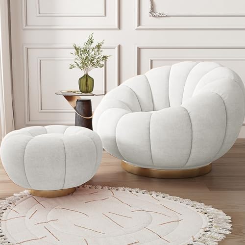 Generisch Blau 360° Drehbarer Lounge-Sessel mit Hocker