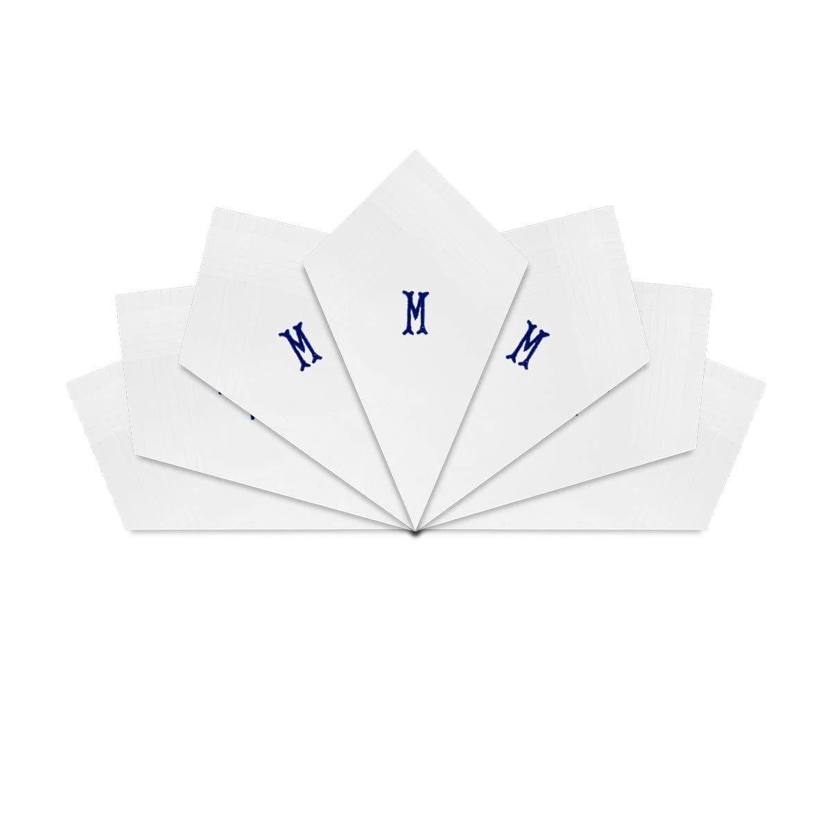 Warwick & Vance Unisex M 7 Pack Of Ens/Gentlemens White Satin Bordered Handkerchiefs With Blue Embroidered Initials, Letter