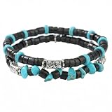 Ladywowu Turquoise Bracelet for Men, Lava Stone Western Bracelet Stacks for Boho Jewelry