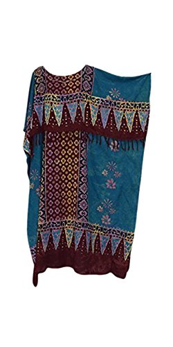 Vestido kaftan azul de algodon ligero transpirable talla 44 para mujer