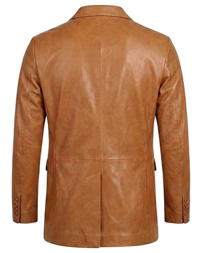 Image of Men's Leather Blazer - Lambskin Leather Blazer Men Genuine Leather Jacket Blazers - Men's Real Leather Sport Coat