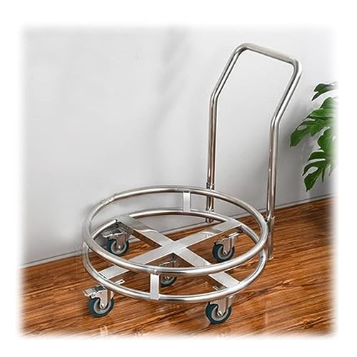 MYUYEE Pot Rack,Stock Pot Stand Mobile Stainless Steel Barrel Rack Mobile Cart, Insulation Drum Mobile Rack For Canteen Restaurant,Move Milk Bucket, Soup Pot (Silver2-72X32Cm)