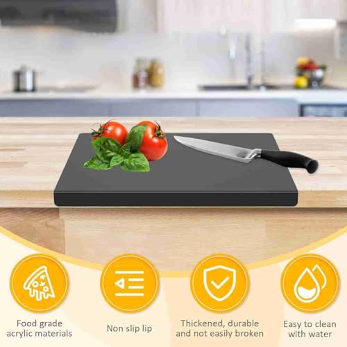 Miniatura 2 de Kepgapo Tabla De Cortar De Acrílico Negro Con Borde, Tamaño 17,7 X 13,7 Pulgadas, Sin Rayones, Para Cocina, Tabla De Cortar Para Cocina