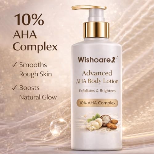 Image of Advanced AHA Body Lotion, 10% AHA with Almond Oil and Shea Butter, 48H Deep Moisturizing, Smooths Rough Skin, Brightening Care, 200ml