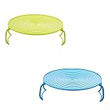 Mikrowelle Tablett 2 Stücke Multifunktionale Mikrowelle Regal Heizung Ständer Runde Mikrowelle Dampfgarer Faltbare Küchenregal Organizer Tablett für Küchenarbeitsplatte (Z2)