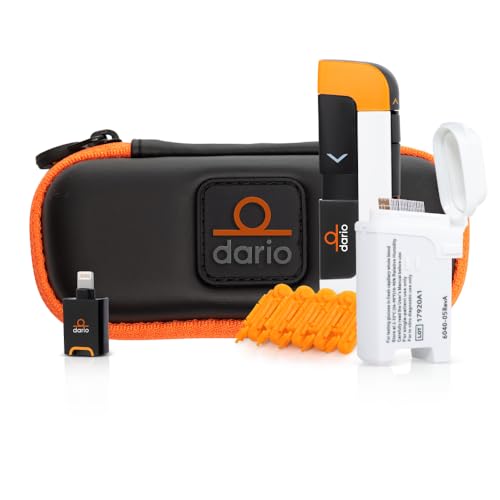 Dario Bundle: Smart Glucose Monitor Kit: Travel Case, Glucometer, 125 Test Strips, 110 Lancets (For iPhones Up To 14 Only – Lightning Adapter – NOT Compatible with iPhone 15)