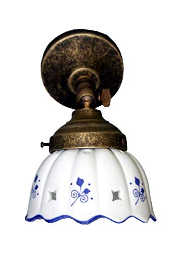 Preisvergleich Produktbild Wandleuchte in Messing verchromt Wandhalterung Badezimmer Eingang Wohnzimmer Haus mit Keramik