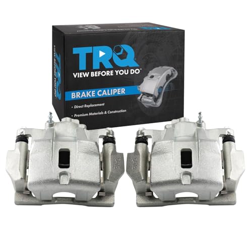 Image of TRQ Front Brake Caliper Set Zinc Coated Brackets Hardware Compatible with 2004-2006 Lexus RX330 2007-2009 RX350 2007-2008 RX400h 2006-2007 Toyota Highlander
