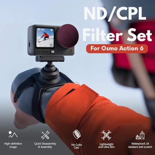 Image of Yantralay Waterproof Housing for D JI Os mo Action 6 | Protective Case with Dual Cold Shoe Mount | PC Shell for Diving Snorkeling Surfing | Action Camera Accessories (ND /CPL Filter Kit)