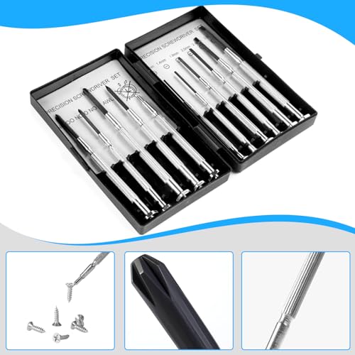 Image of 11 Pcs Small Precision Screwdriver Set, Tiny Screwdriver Set, Mini Screw Driver Kit with Slotted and Phillips Heads, Ideal for Watch, Eyeglasses, Toys, Electronics, Computer Repair