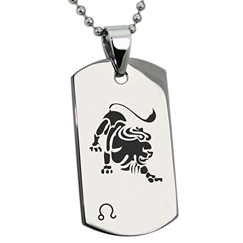 Tioneer Acier Inoxydable Lion Astrologie Zodiaque Signe Plaque d'identification Pendentif