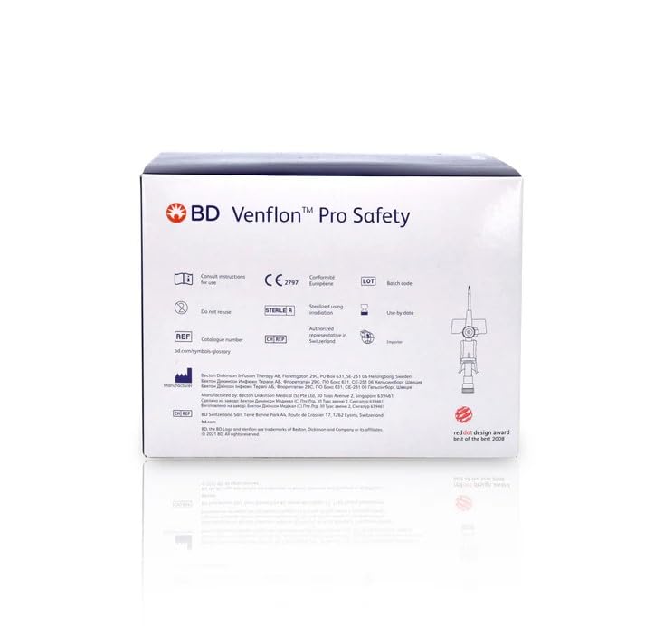 Aghi per piercing/tattoo ago cannula sterile con sistema di sicurezza per prevenire le punture accidentali Venflon Pro Safety 18G X 32mm conf. 50 pezzi