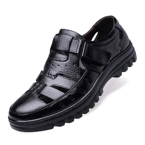 Men's Summer Business Dress Sandals Outdoor Leather Closed Toe Fisherman Walking Hiking Office Driving Hiking Sport Sandals Breathable Dress Shoes