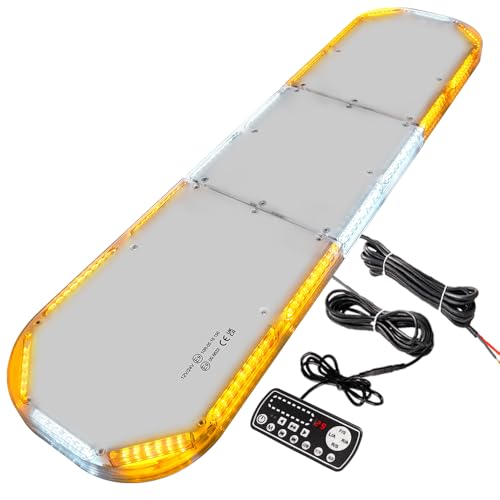 ASPL 204LED Rooftop Low Profile Emergency Strobe Light Bar 46" Warning Flashing Security Hazard Traffic Advisor/Controller/29 Patterns/Take Down & Alley Lights for Truck Construction Vehicle (Amber)