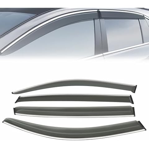 MotorFansClub 4PCS Window Visor Vent Fit for Acura MDX 4 Door 2014 2015 2016 2017 2018 2019 2020 2021 Window Deflectors Sun Rain Guard Smoke Color with Chrome Trim Cover