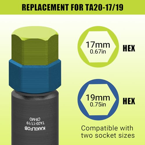 Image of 10 Spline Lug Nut Socket, Replacement for TA20-17 /19, Compatible with Bimecc 10 Spline Lug Key, for Removing 10 Point Lug Nut Key for Truck Large SUV with 13 /16 and 7 /8 Hex Drive, CR-MO