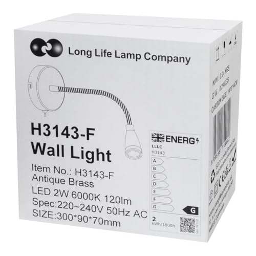 Long Life Lamp Company LED Indoor Reading Wall Light 2W 6000K Antique Brass Wall Mounted Bedside Lights H3143 - Cosy Home Interiors Long Life Lamp Company LED Indoor Reading Wall Light 2W 6000K Antique Brass Wall Mounted Bedside Lights H3143 - Image 8