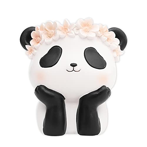 Boerni Mignon Résine Panda Porte-Stylo,Animal Crayon Tasse Porte-Crayon Pot Dessin Animé Stylo Conteneur Maquillage Pinceau Fleur Plante Succulente Pot pour...
