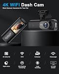 Dash Cam 4K Front, Ultra HD Dash Camera for Cars, 1.47''IPS Screen Mini Car Camera with APP Control, Built-in Wi-Fi & G-Sensor, 24H Parking Mode, Night Vision, WDR, Loop Recording, Support 256GB Max